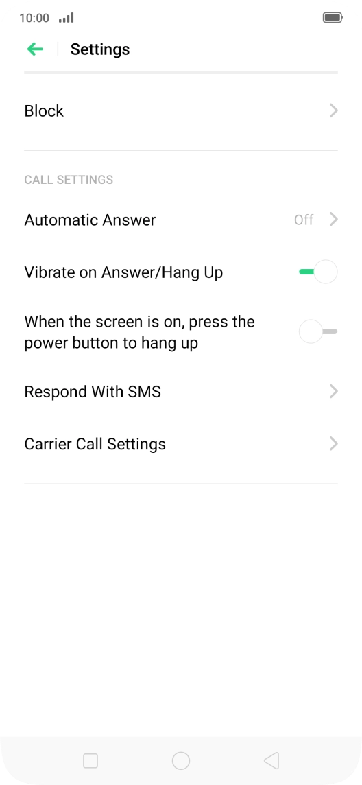 Press Carrier Call Settings.
