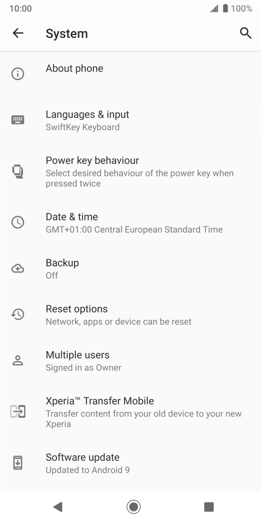 Press Reset options.