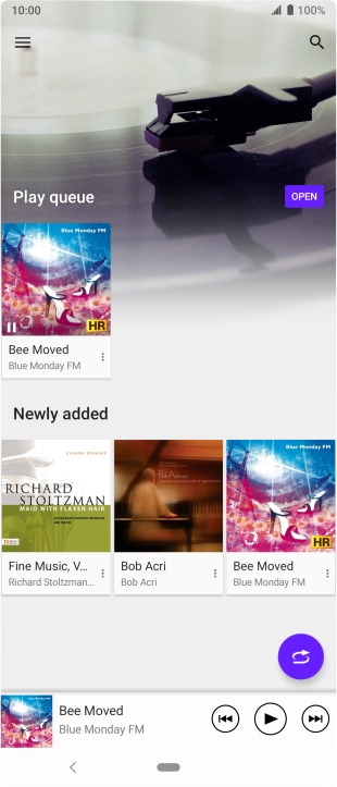 Slide your finger right starting from the left side of the screen.