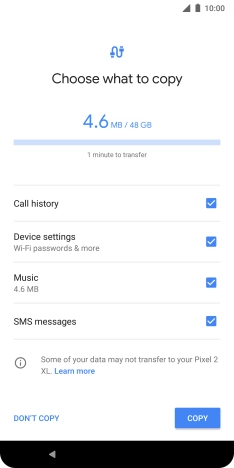 Press the field next to the required data types.