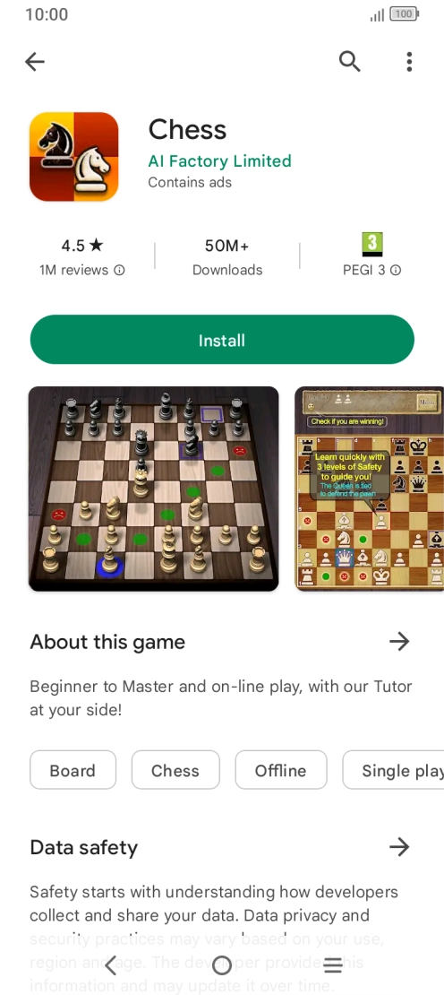 Press Install and follow the instructions on the screen to install the app.