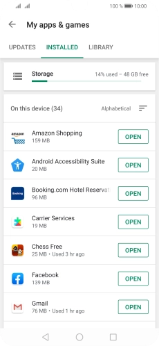 Press the required app.