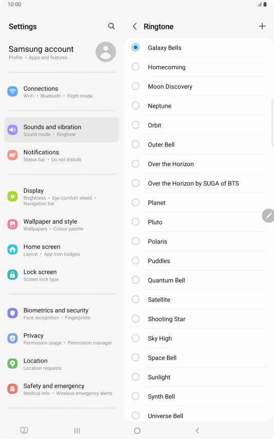 Press the add ring tone icon.