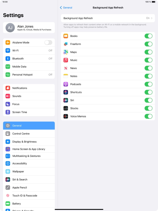 Press Background App Refresh.