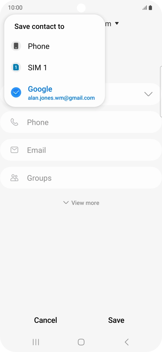 Press the required Google account.