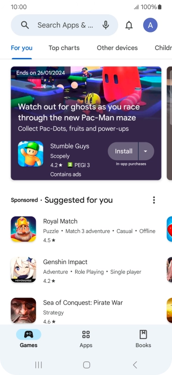 Press the search field.
