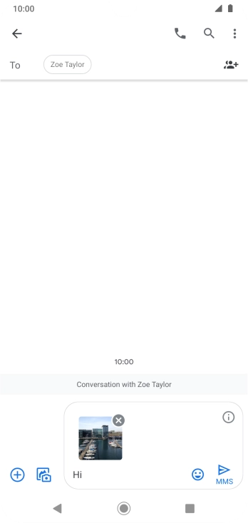 Press the send icon when you've finished your MMS.