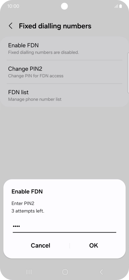 Key in your PIN2 and press OK. The default PIN2 is 0000.