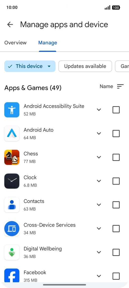 Press the required app.