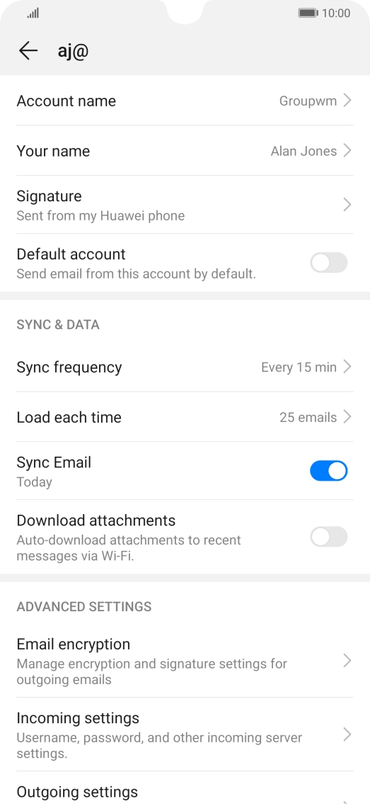 Press Account name and key in the required name.