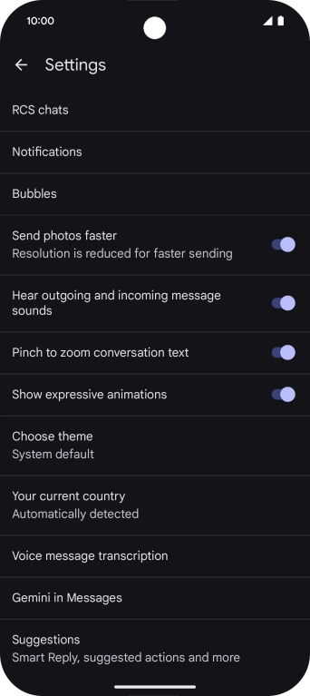 Press Gemini in Messages.