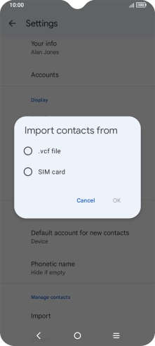 Press the name of the SIM.