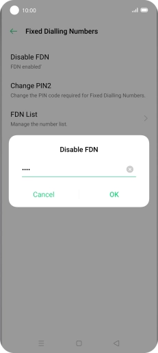 Key in your PIN2 and press OK. The default PIN2 is 0000.
