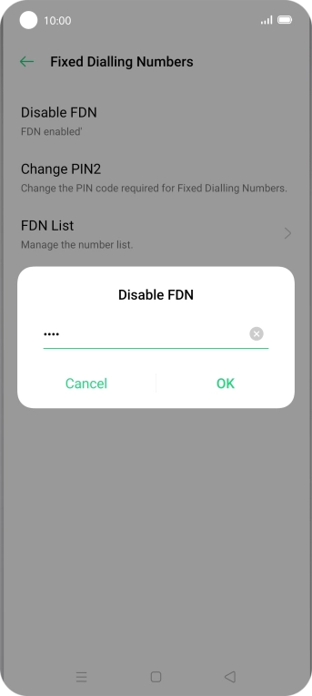 Key in your PIN2 and press OK. The default PIN2 is 0000.