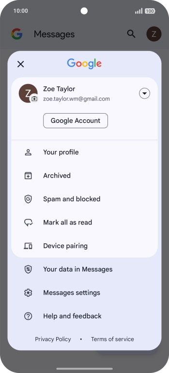 Press Messages settings.