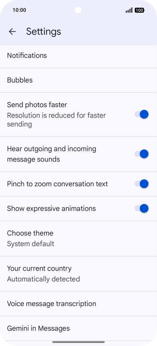 Press Gemini in Messages.