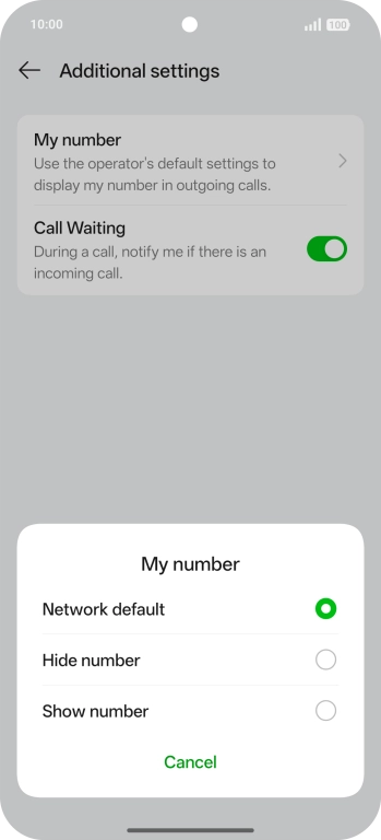 Press Show number to turn on caller identification.