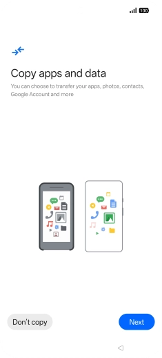 You can transfer the contents of another phone to your phone when it's activated for the first time and after a factory reset. When this screen is displayed, your phone is ready to transfer contents from another phone.
