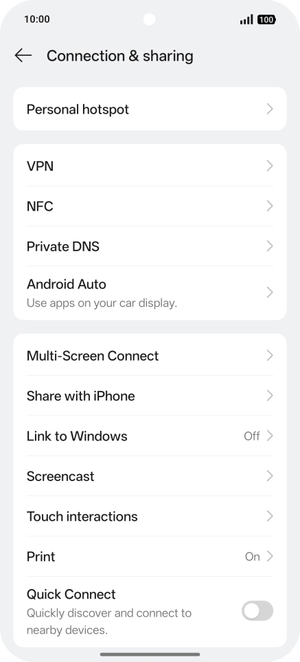 Press Personal hotspot.