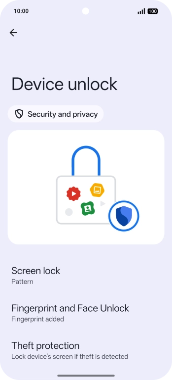 Press Screen lock and key in the additional phone lock code you created earlier.