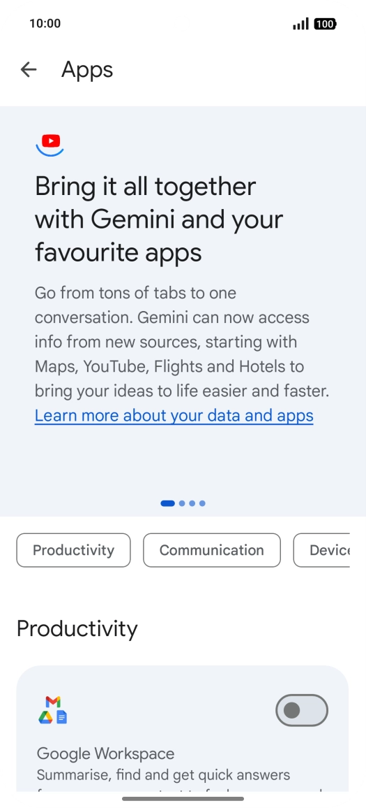 Press the indicator next to the required extension to turn on the function.