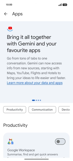 Press the indicator next to the required extension to turn on the function.