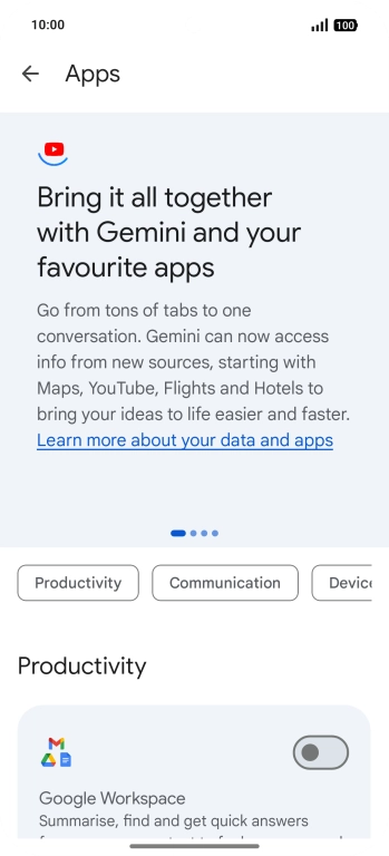 Press the indicator next to the required extension to turn on the function.