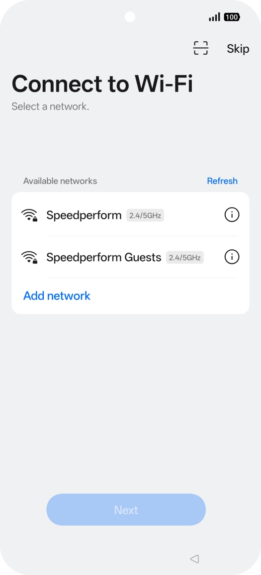 Press the required Wi-Fi network.