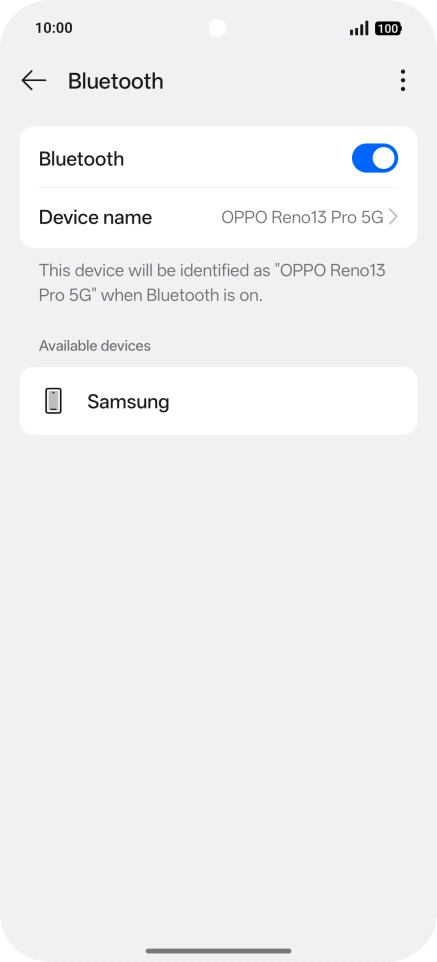 Press the required Bluetooth device and follow the instructions on the screen to pair the device with your phone.