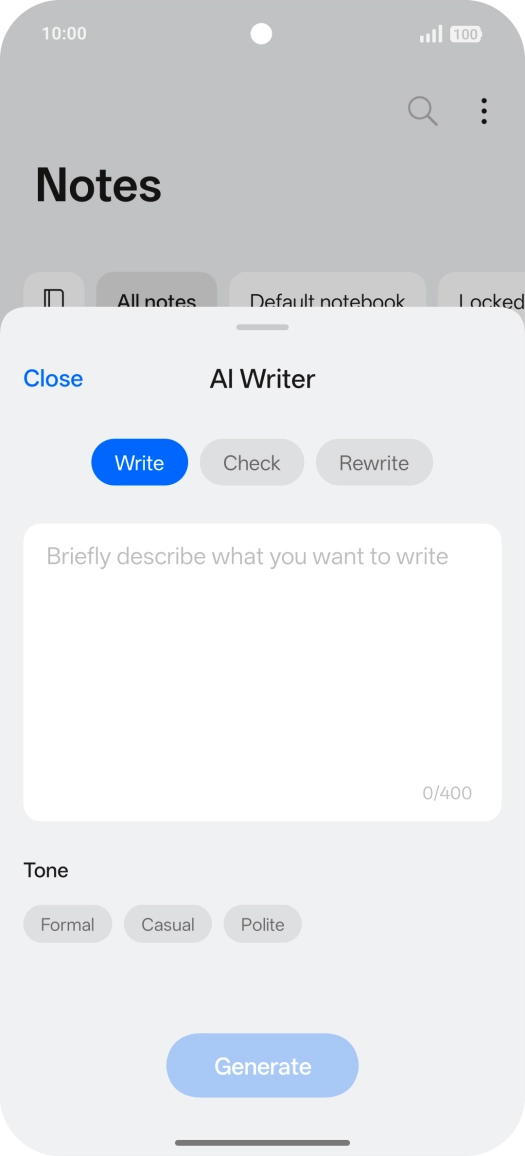 Press the text input field and key in the required text, topic or some keywords.