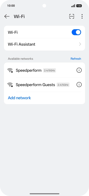 Press the required Wi-Fi network.