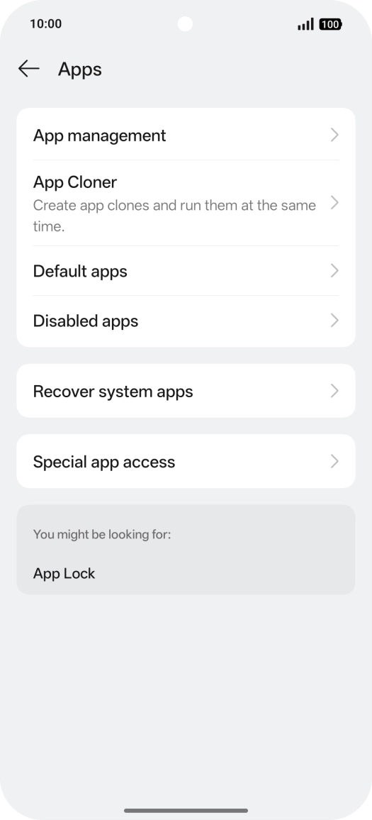 Press App management.