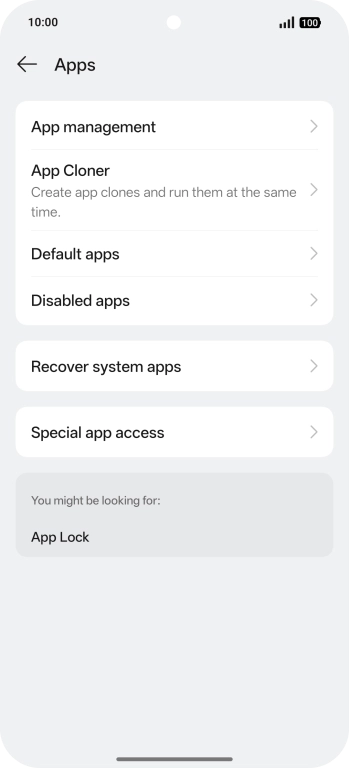 Press App management.