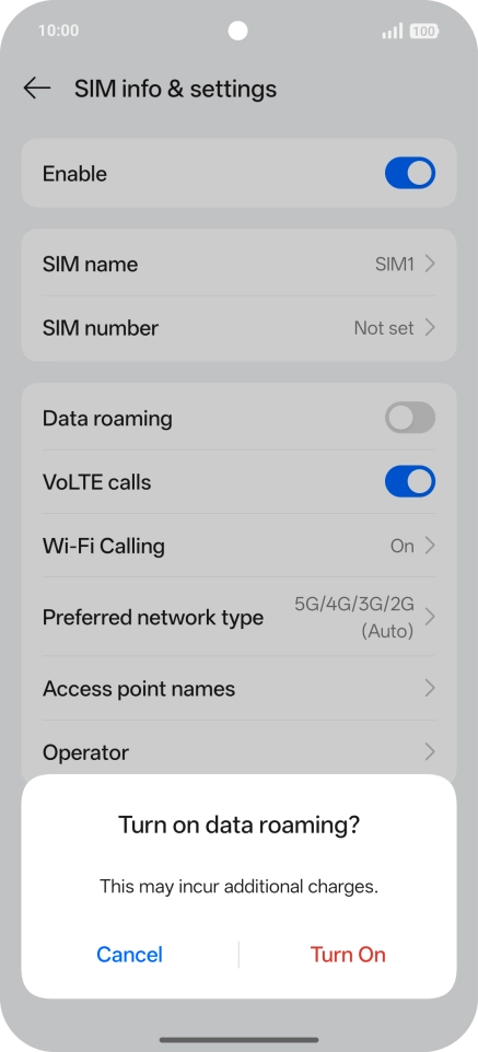 If you turn on the function, press Turn On.