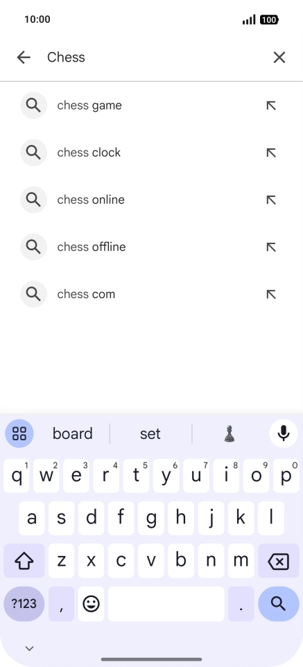 Key in the name or subject of the required app and press the search icon.