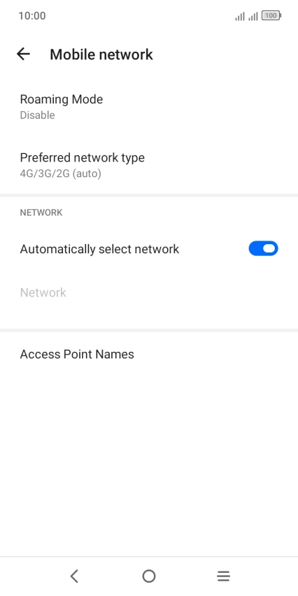 Press Preferred network type.