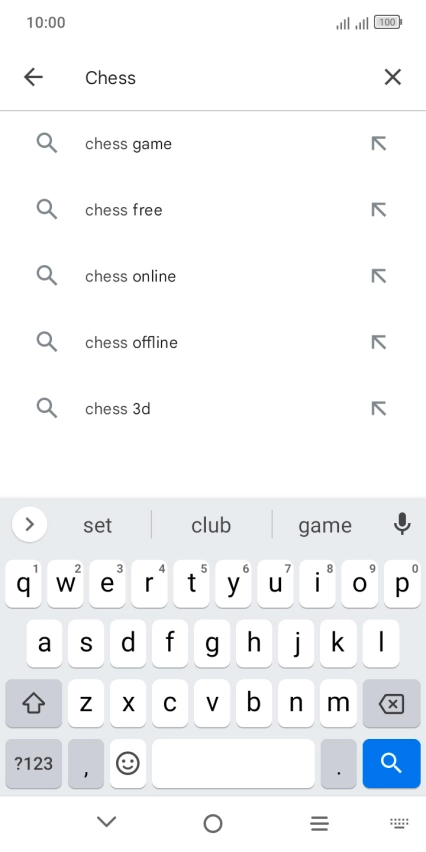 Key in the name or subject of the required app and press the search icon.