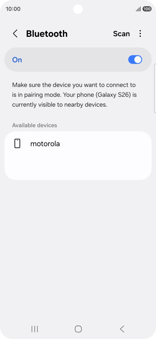 Press the required Bluetooth device and follow the instructions on the screen to pair the device with your phone.