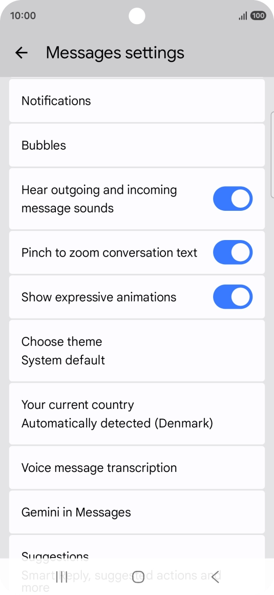Press Gemini in Messages.