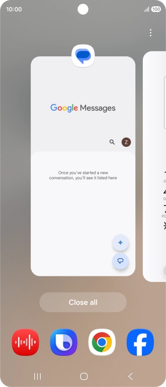 To end one running application, slide your finger upwards on the required application.