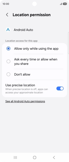 Press the required setting.