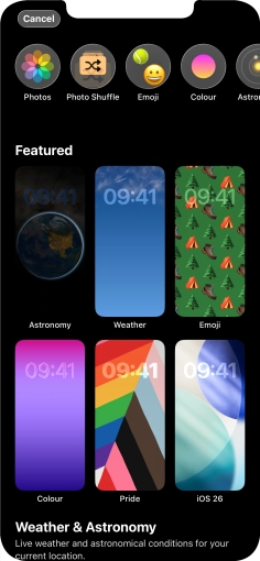 Press the required category and follow the instructions on the screen to select the required background image.