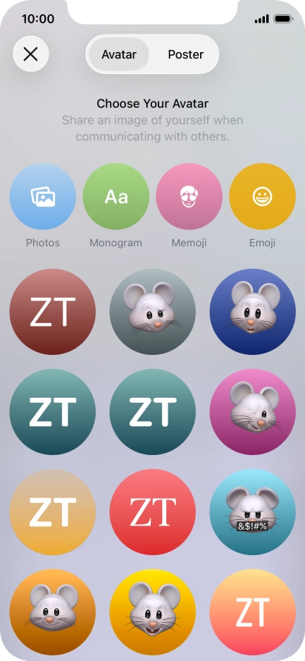 Press the required category and follow the instructions on the screen to select and save the required picture to your Contact Poster.