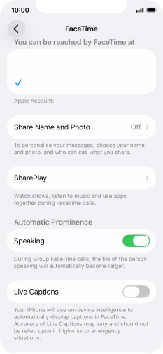 Press the required setting below 