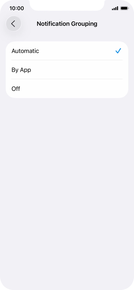 Press the required setting.