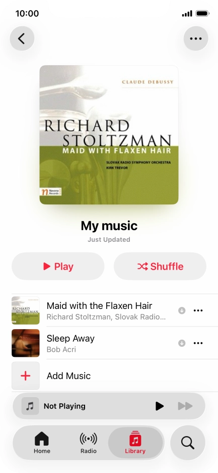 Go to the required category or playlist and press the required audio file.