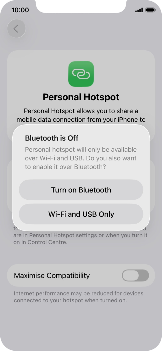 If Wi-Fi is turned on, press Wi-Fi and USB Only.