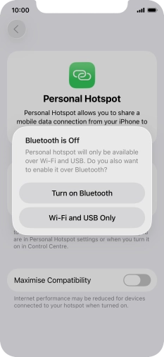 If Wi-Fi is turned on, press Wi-Fi and USB Only.