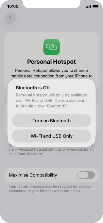 If Wi-Fi is turned on, press Wi-Fi and USB Only.