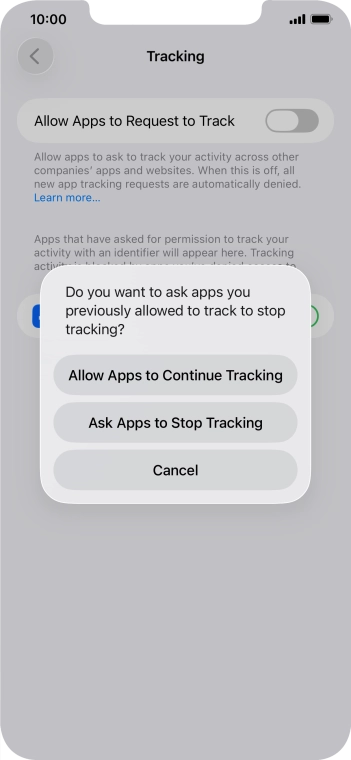 If you turn off the function, press the required setting.